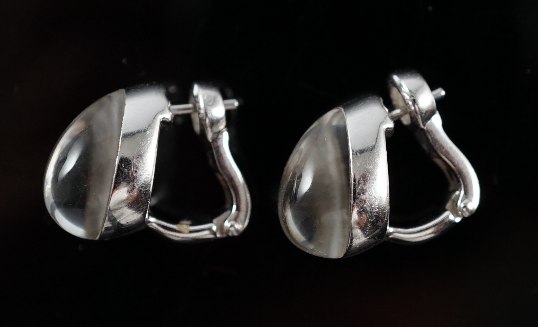 A modern pair of Cartier 18ct white gold and rock crystal set Myst earrings